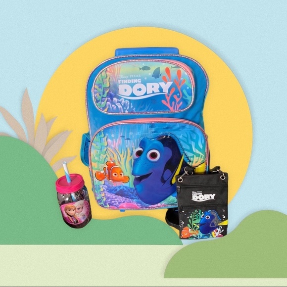 Disney Pixar Finding Dory Rolling Backpack Set 3 Pieces